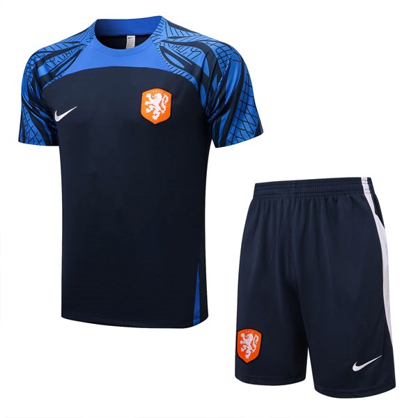 Trainingsshirt Niederlande Komplett-Set 2022-2023 Schwarz Blau